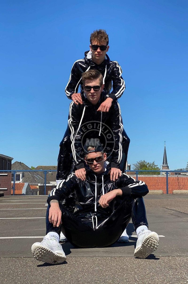 PVC Tracksuit Jacket - WHITE STRIPES at MR. Riegillio